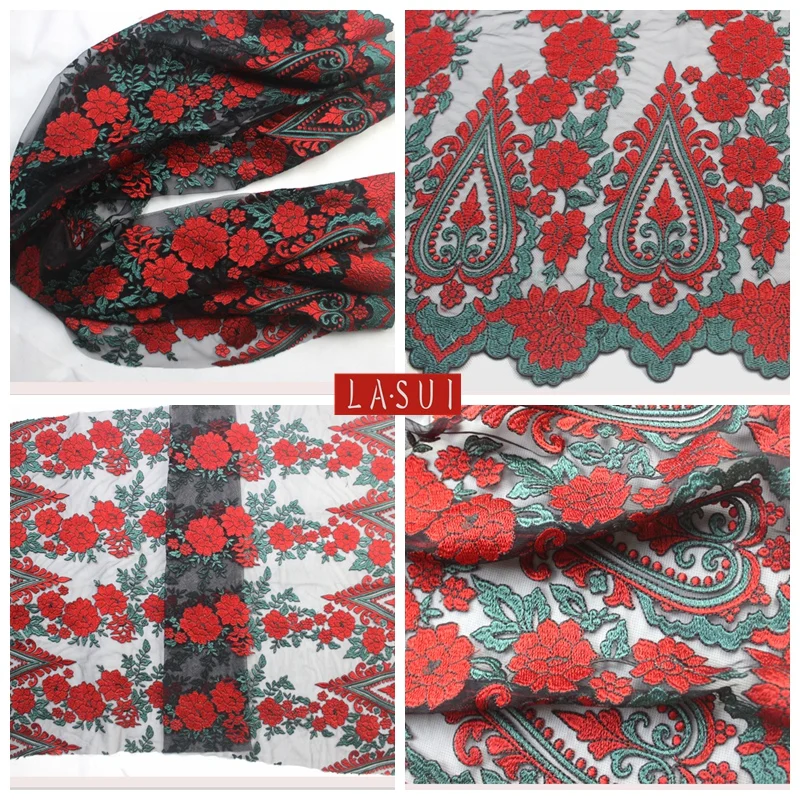 LASUI 2017 красочная Ретро сетка Водорастворимая вышивка кружевная ткань модная