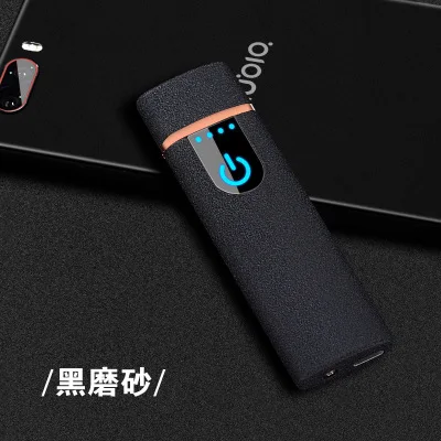 Frosted Black Лазерная зажигалка с логотипом, USB Электронная Вольфрамовая турбо-зажигалка с сенсорным плазменным ARC зажигалки ультра тонкая для сигарет курить - Цвет: Frosted Black