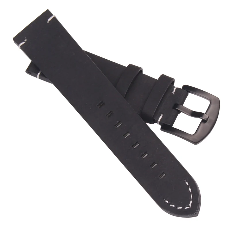 Watchbands 18 20 22mm Italian Genuine Leather Dark Brown Black Man Women Handmade Vintage Wrist Watch Band Strap Metal Buckle