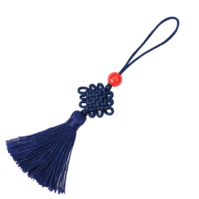 DoreenBeads 1 шт. мини ключ кисточкой бисерная бахрома китайские узлы для веера расческа Закладка сумка шапки автомобиль крестиком украшения 6,5 см