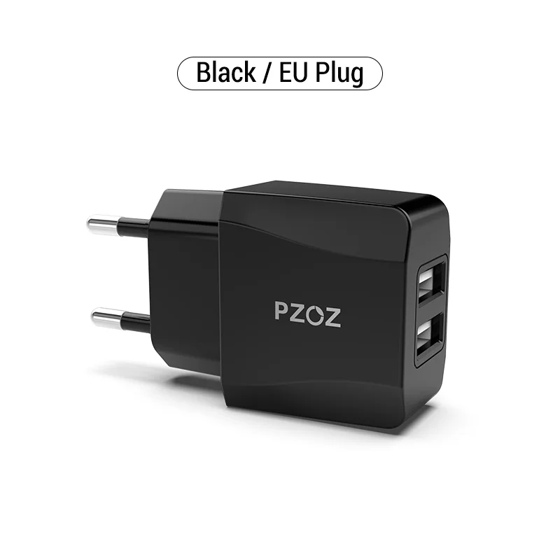 Black EU Plug PZOZ USB зарядное устройство 2a Быстрая зарядка для путешествий адаптер с европейской вилкой портативное настенное зарядное устройство кабель для мобильного телефона двойной usb США штекер зарядное устройство - Тип штекера: Black EU Plug