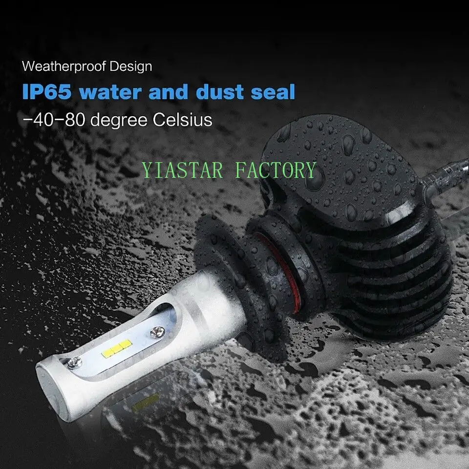 Yiastar 2 шт. Автомобильные фары S1 H7 LED H4 H1 H3 H8 H11 H13 H27 880 9004 9005 9006 9007 50 Вт 8000LM 6500 к лампочки