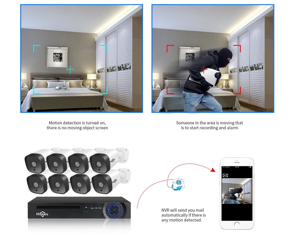 Hiseeu POEKIT 8HB212 8CH 1080P CCTV система безопасности комплект H.265 2.0MP аудио запись ip-камера Водонепроницаемый комплект видеонаблюдения