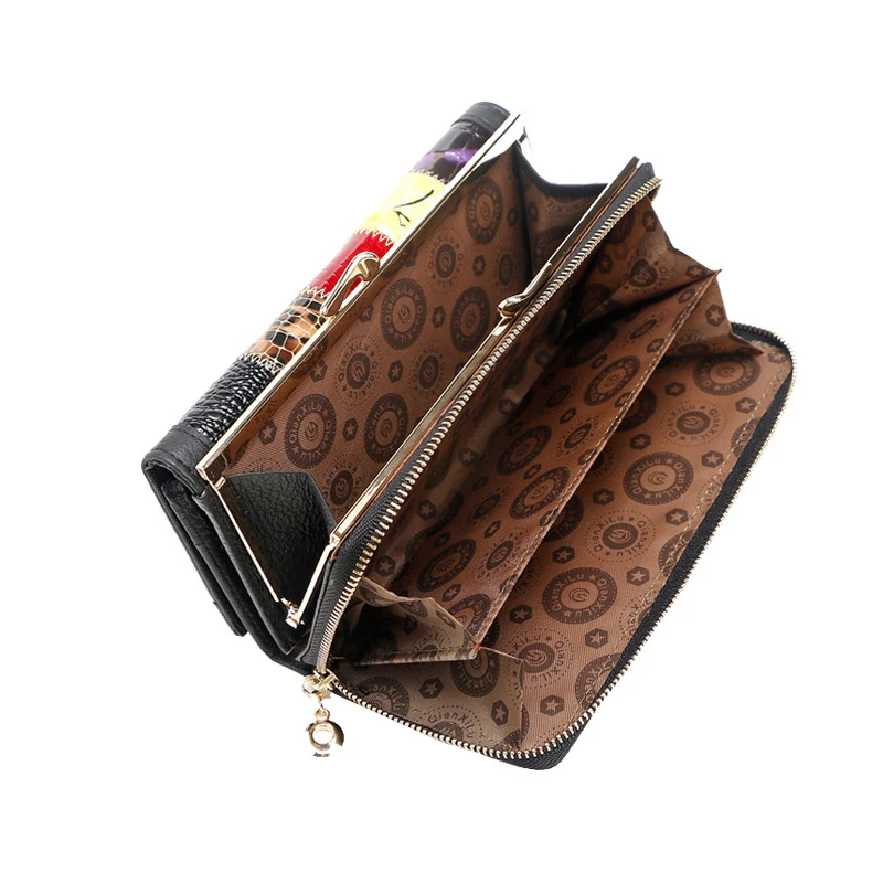 3 сложения модные женские кошельки из натуральной кожи Лоскутная застежка карман