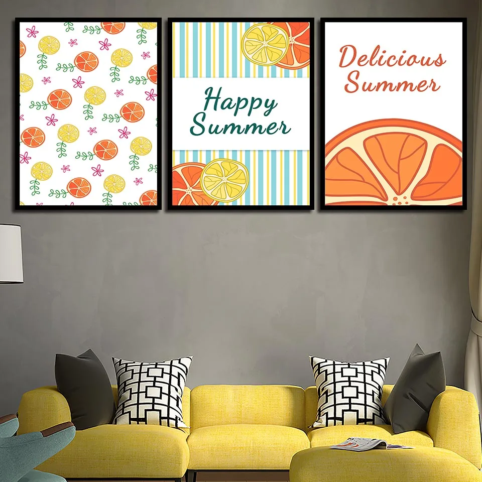 

Happy Summer Fruit Space Wall Art Home Painting Decor Painting Nordic Canvas Prints Poster Modern Picture For Living Room