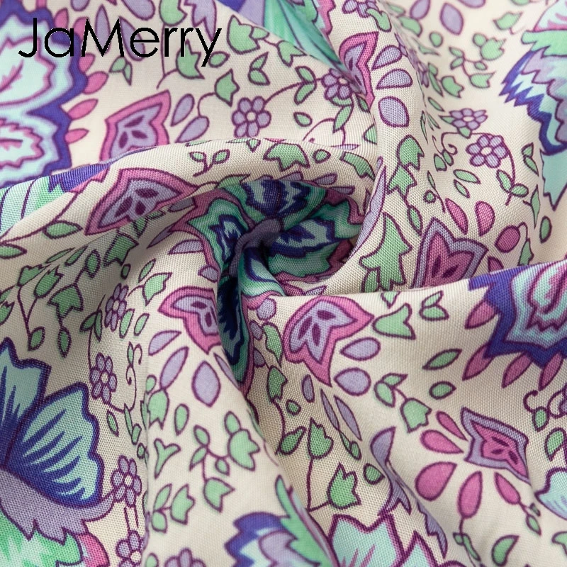 JaMerry Boho Цветочный Принт сокрытия для женщин на лето и весну фиолетовый длинные