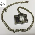 LoveskyCheapUnisex античная бронза дизайн камеры Кулон карманные часы винтажные кварцевые карманные часы с ожерельем подарок для женщин