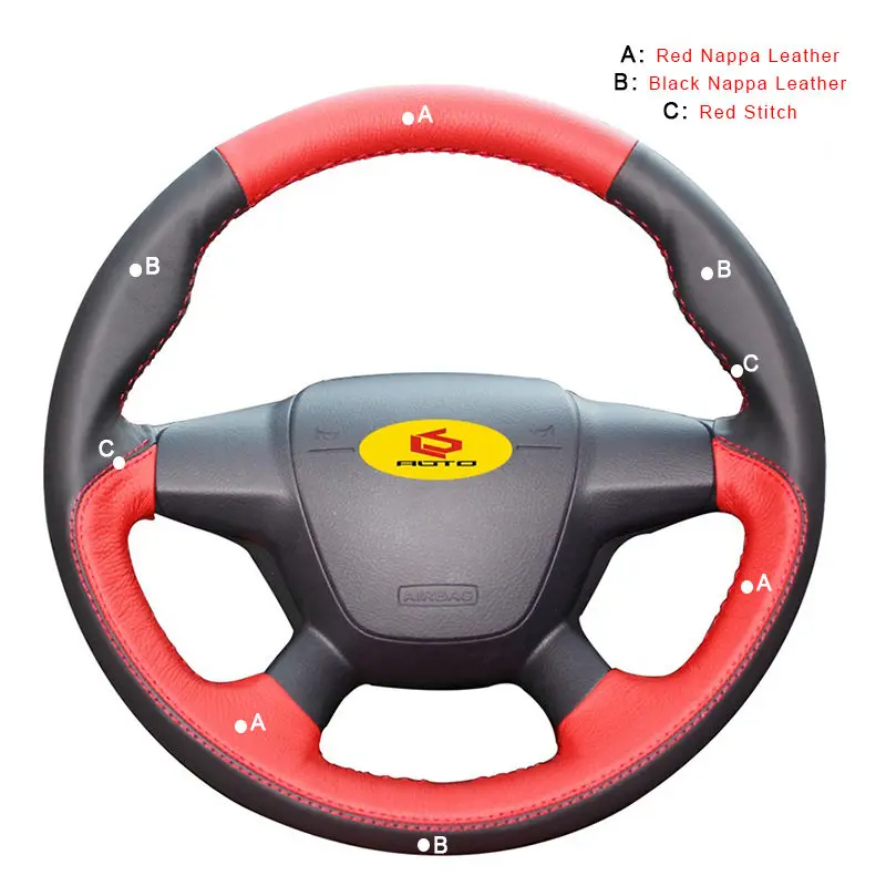 Nappa Leather Оплетка на крышке рулевого колеса для Ford Focus 3 2012- Kuga Escape 2013- C-MAX 2011- автомобильные чехлы на руль из кожи - Название цвета: Nappa Leather