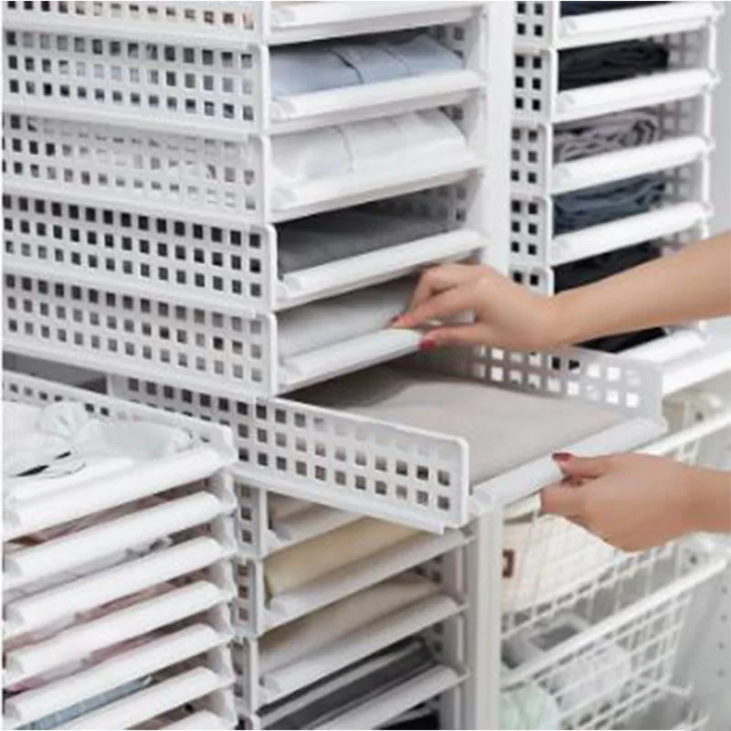 Съемный шкаф организатор одежда корзина для хранения Multi Слои стекируемые отсек