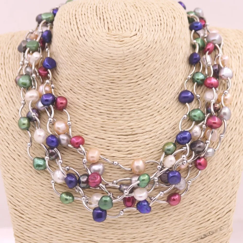 

White Pink Lilac Black Drop Pearl 6mmX8mm Stone Handmade Pendant Necklace Jewelry 18-20"Long Choose color