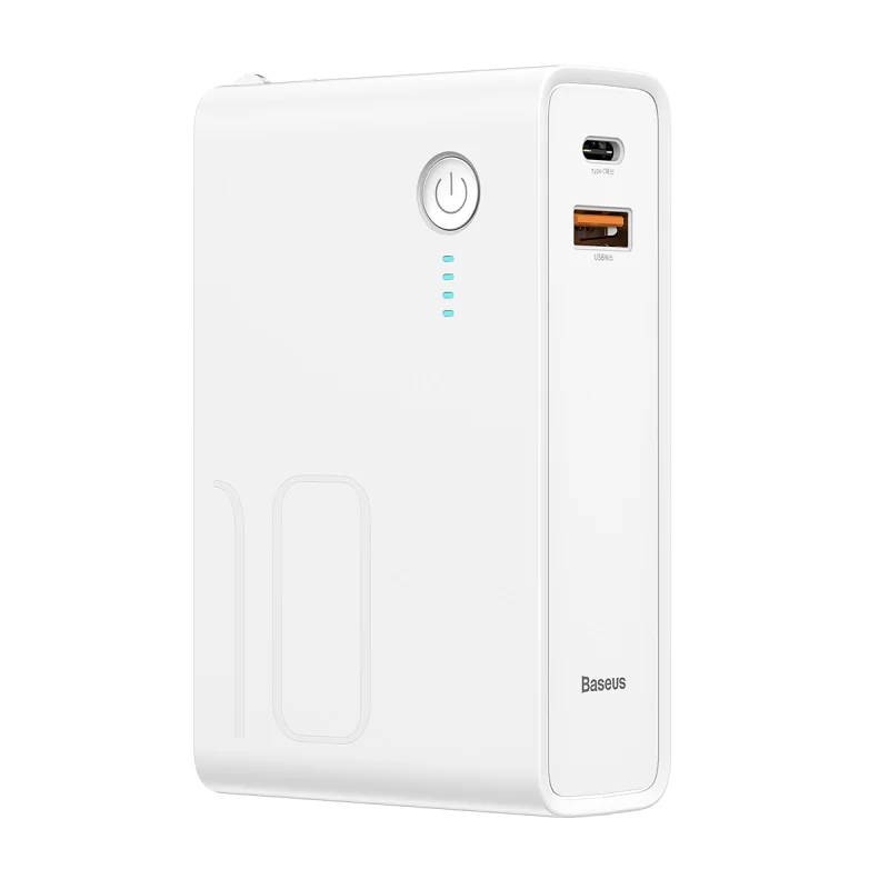 Baseus 10000 mah power Bank с usb-разъемом 3A type-C и usb-выходом power bank PD3.0+ QC3.0 быстрое зарядное устройство для iPhone samsung huawei - Цвет: White