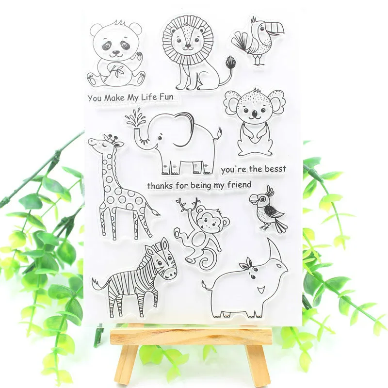 

Elephant Clear Stamps Silicone Stamp Seal for DIY Scrapbooking Card Making Photo Album Decorative Animal Transparent Stamps