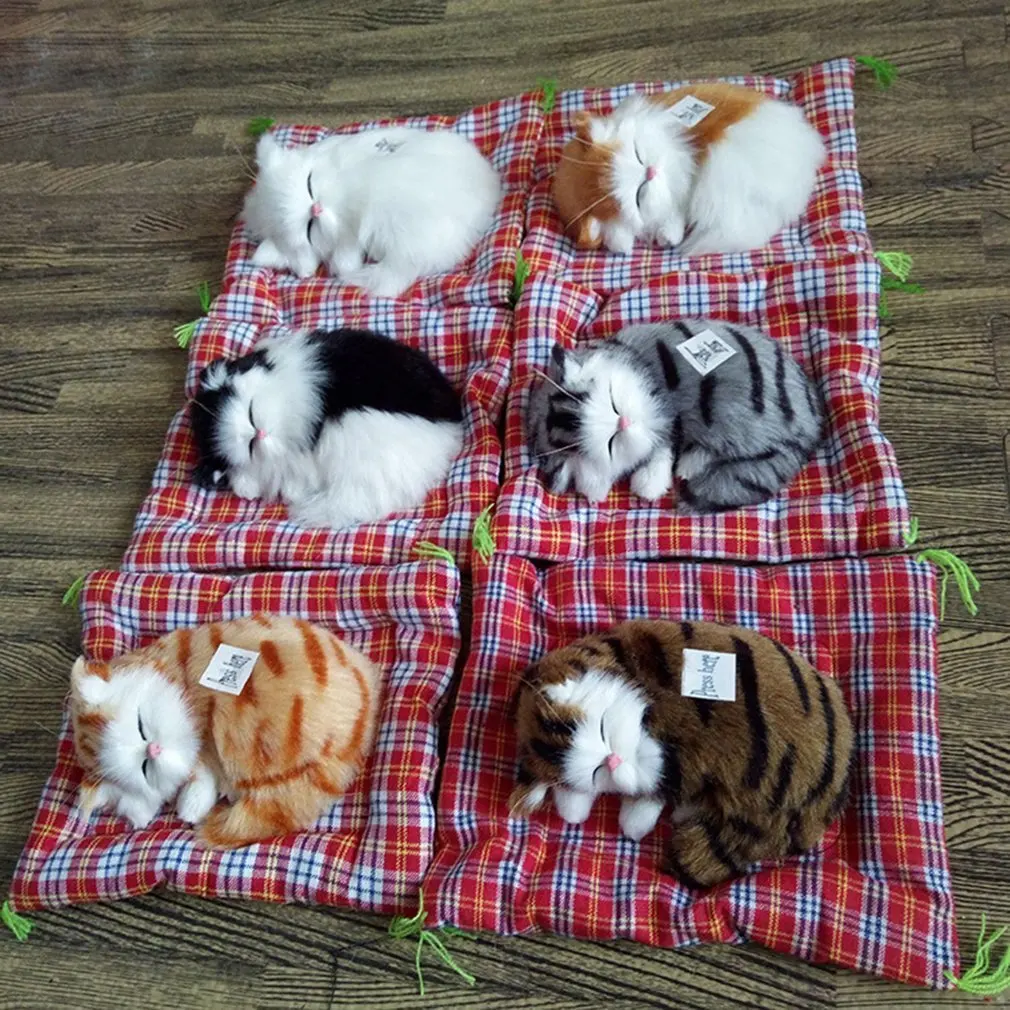 

1pc Stuffed Toys Lovely Simulation Animal Doll Plush Sleeping Cats with Sound for Kids Toy Birthday Gift Doll Decorations Toys