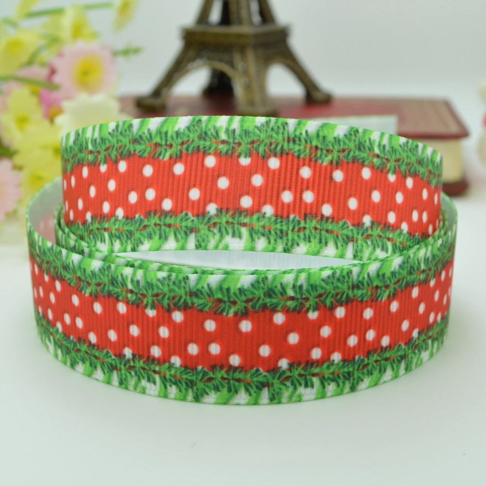 DUWES 7/8&quot 22mm 2 5 10 20 50 Yards Christmas flowers Printed grosgrain ribbon hai rbow DIY handmade |