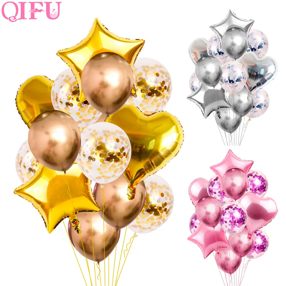 QIFU 14 шт. креативные многофункциональные воздушные шары из фольги с конфетти для