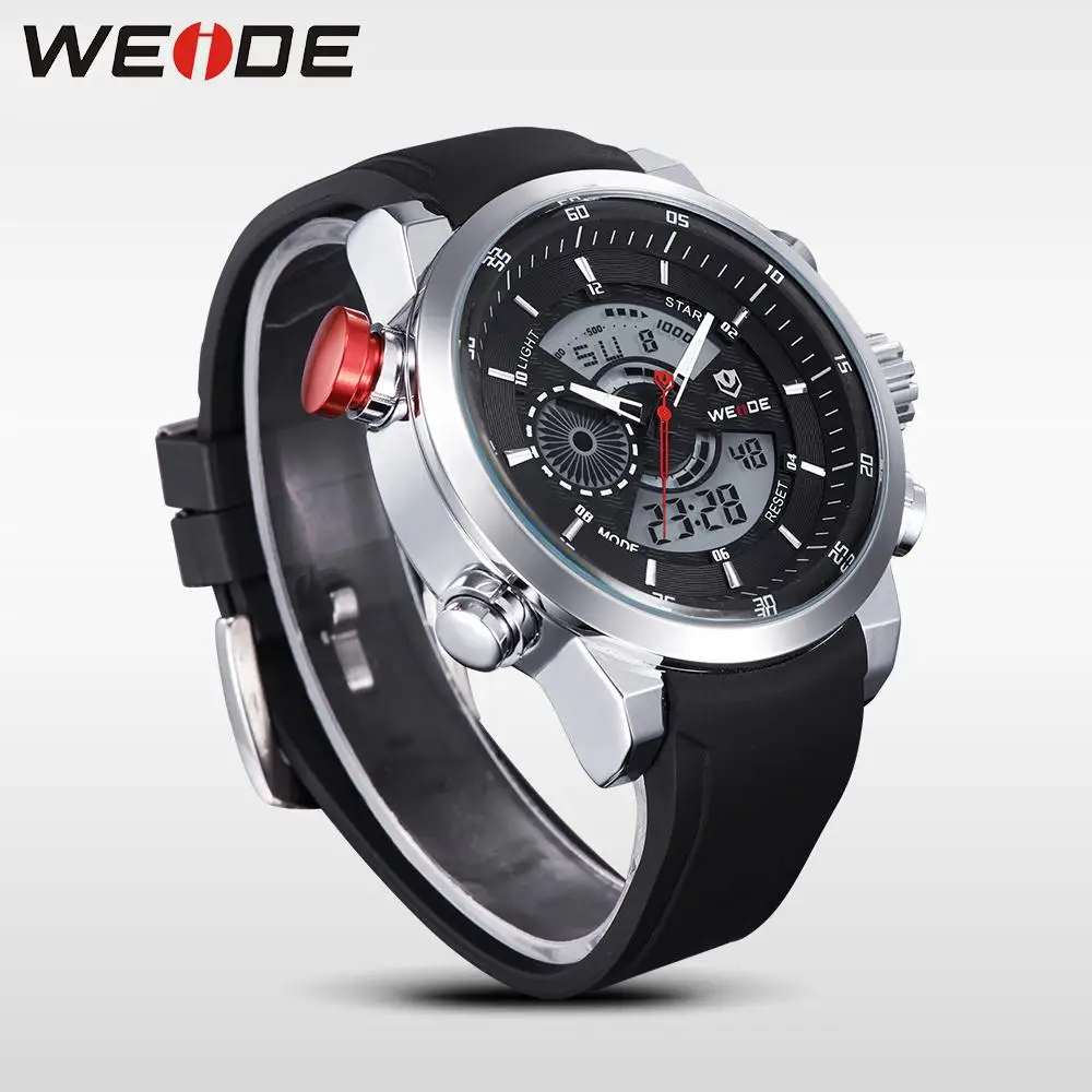 WEIDE мужские Аналоговые аналоговые цифровые часы с двойным временем PU ремешок