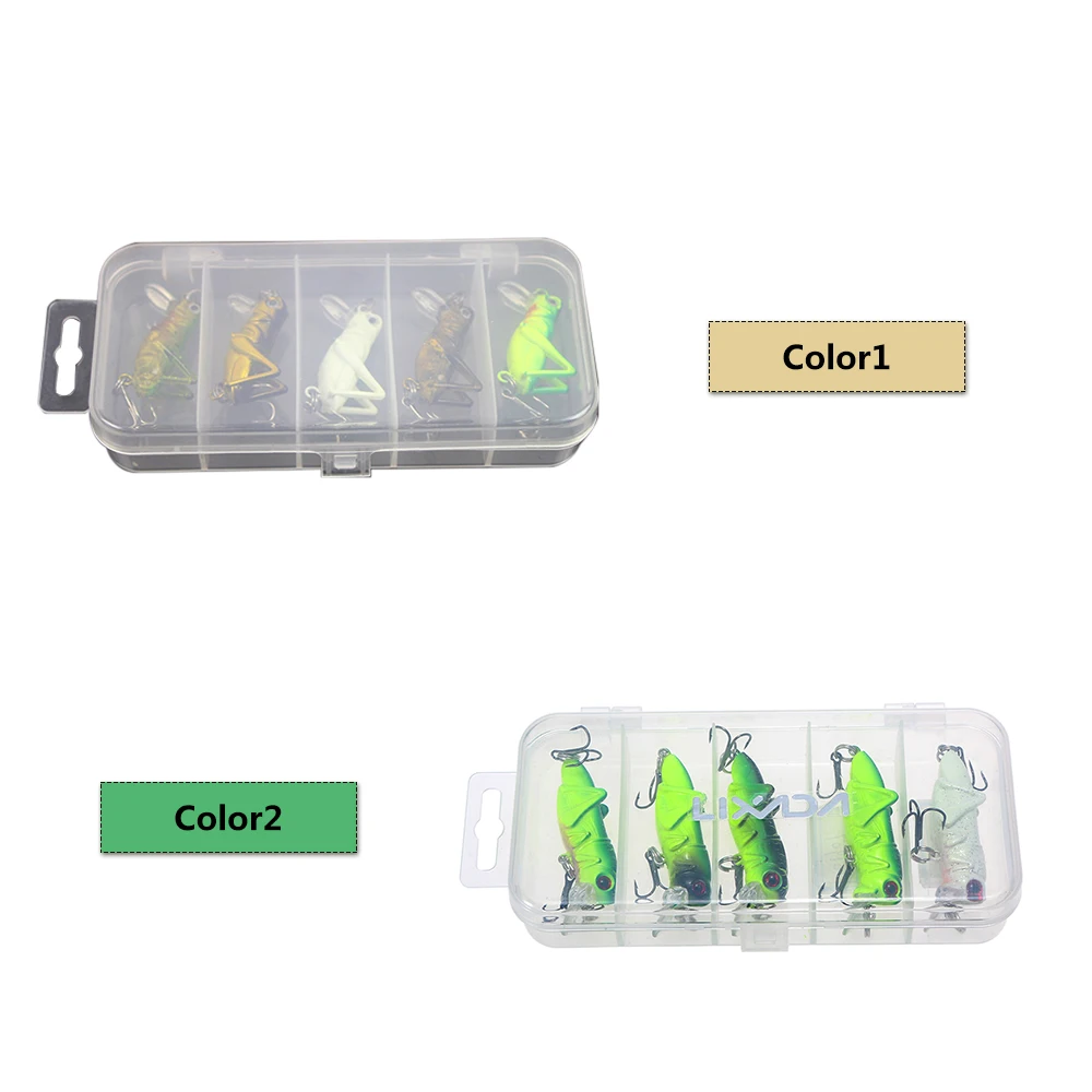 Lixada 5Pcs 4g / 4.5cm Artificial Fishing Lures Luminous Grasshopper Insect Shape Hard Baits Set Tackle Box Pesca | Спорт и