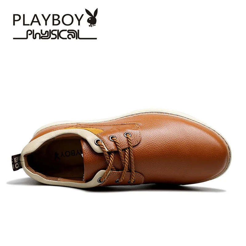Playboy/мужская повседневная обувь из натуральной кожи; модные мужские оксфорды с круглым носком; дизайн; удобная мужская обувь на плоской подошве; кожаная обувь