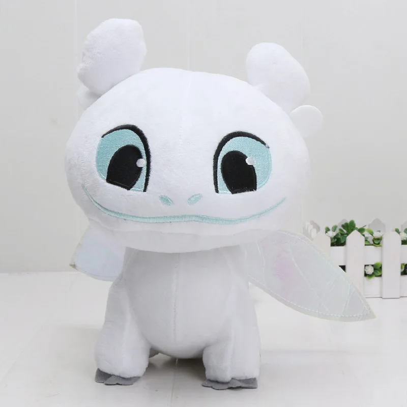 25cm white sit Аниме Как приручить дракона 3 светильник беззубый Дракон плюшевая Ночная фурия мягкие куклы Животные игрушки Дети милый подарок на день рождения - Цвет: 25cm white sit