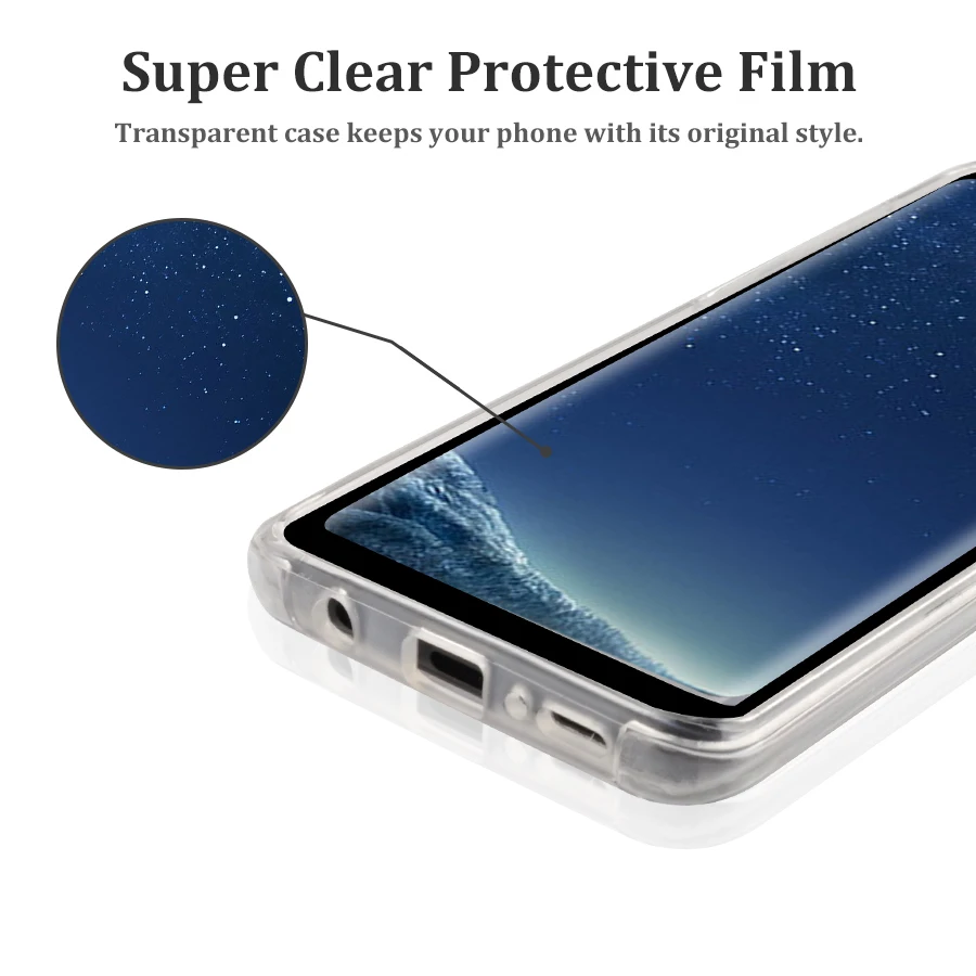 LANCASE For Samsung Galaxy S9 Case Clear 360 Full Cover 2 In 1 Protect Film Hard PC Plus Silicone Frame |