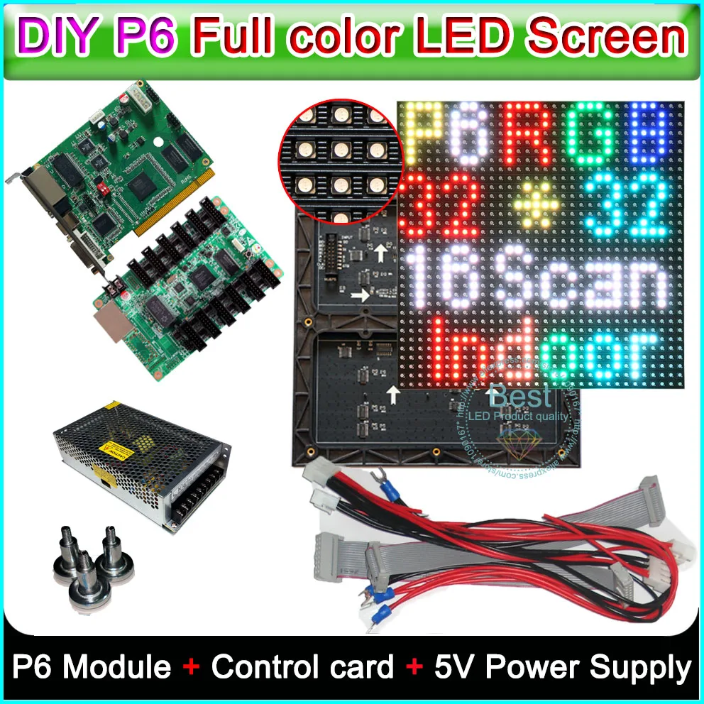 Полноцветный светодиодный дисплей P6 SMD модуль 24 шт. + Linsn TS802D отправляющая карта