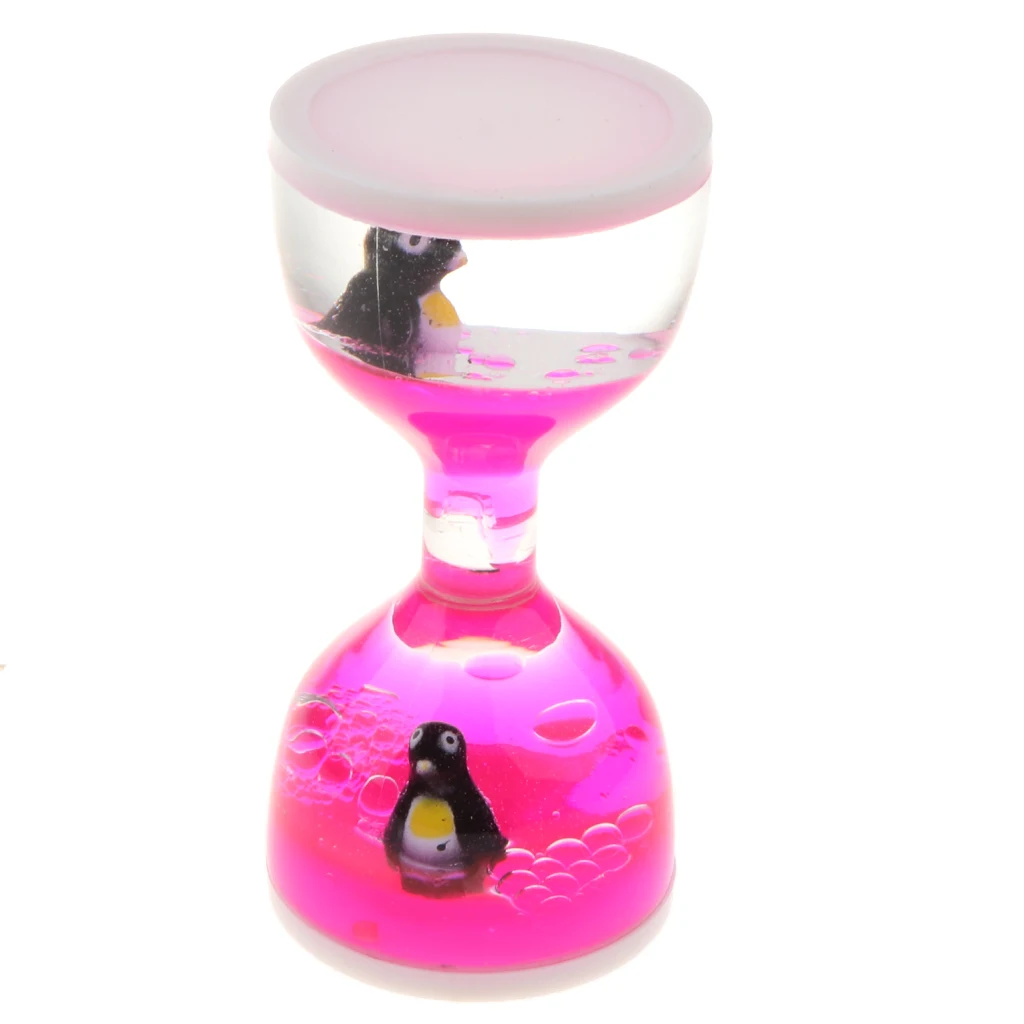 Pink Жидкое движение Bubbler таймер настольная сенсорная игрушка Дельфин Животное плавающий масло песочные часы для ерзания Релакс подарки - Цвет: Pink