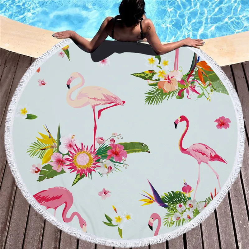 Flamingo 4 XC USHIO Ловец снов круглое пляжное полотенце с кисточками 450 г Мягкая микрофибра 150 см летнее одеяло для плавания и пикника настенный гобелен - Цвет: Flamingo 4