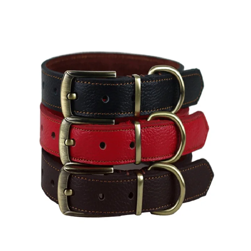 2017 Регулируемый ошейник из натуральной кожи для домашних животных с пряжкой