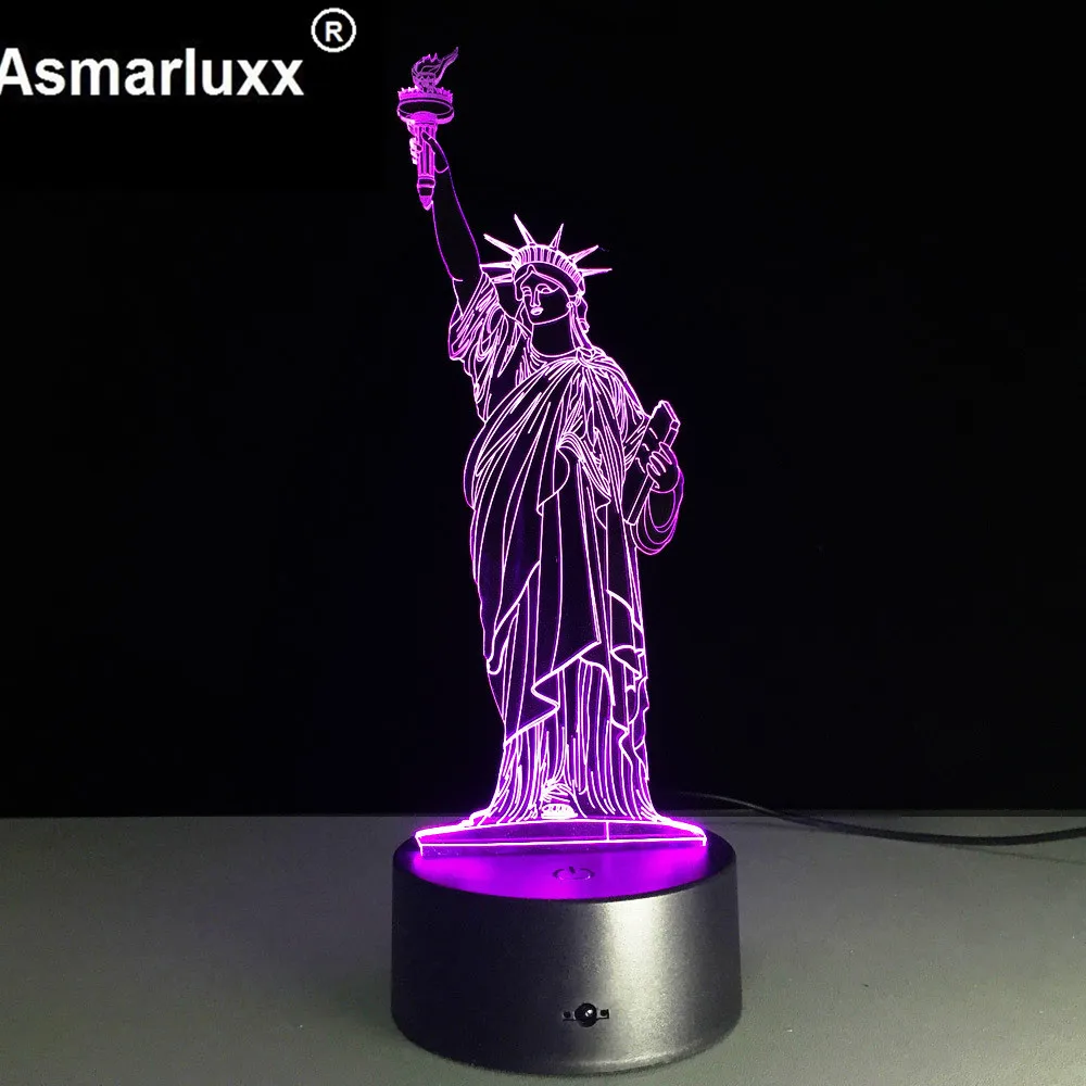 3D ночной Светильник US Liberty сменная лампа для настроения светодиодный светильник 5