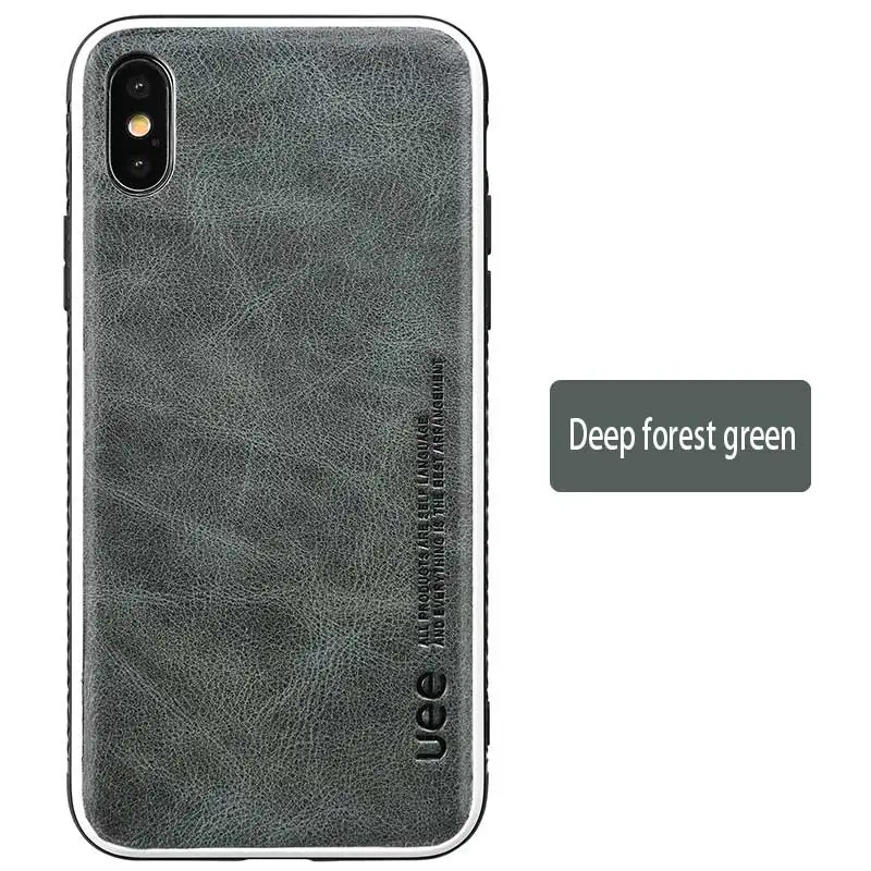 Deep forest green Чехол из натуральной кожи для iPhone 7, деловой модный однотонный защитный чехол для iPhone XSmax XR XS 6 7 8, анти-осенний чехол для телефона - Цвет: Deep forest green
