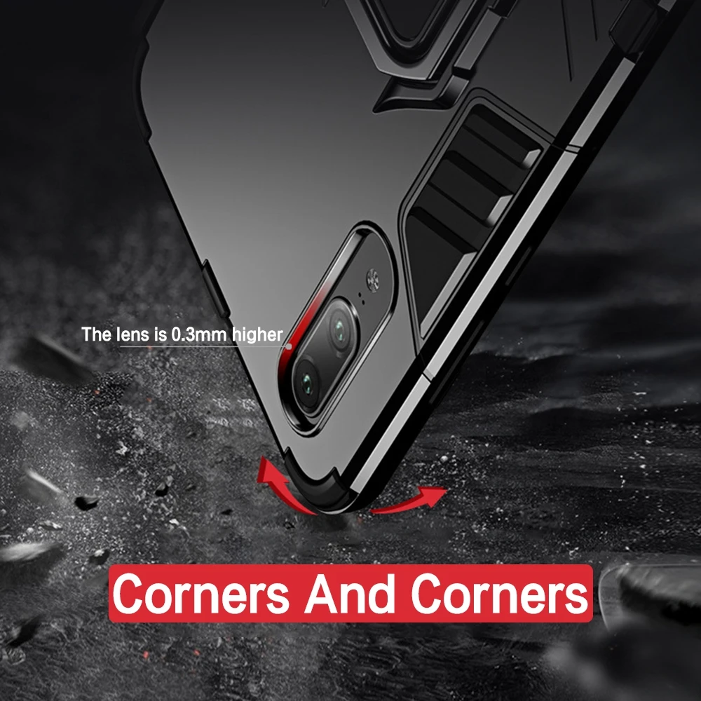 liser Shockproof Armor Phone Case For Huawei Mate 20 9 10 P20 lite Nova 2 3 3i Finger Ring Holder Cover Honor Note 8X |