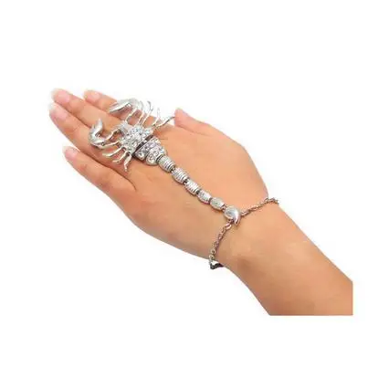Goldtone Scorpion регулируемый палец и рука цепь Комбинированный браслет модные украшения с шармами B007