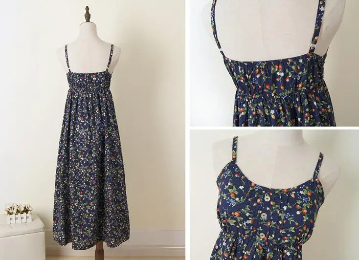 Женское длинное платье без рукавов Пляжное Платье в стиле ретро на бретелях