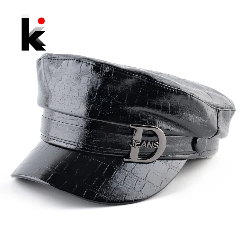 Кожа крокодила кепки женские с крокодиловым узором ПУ плоский берет фуражка