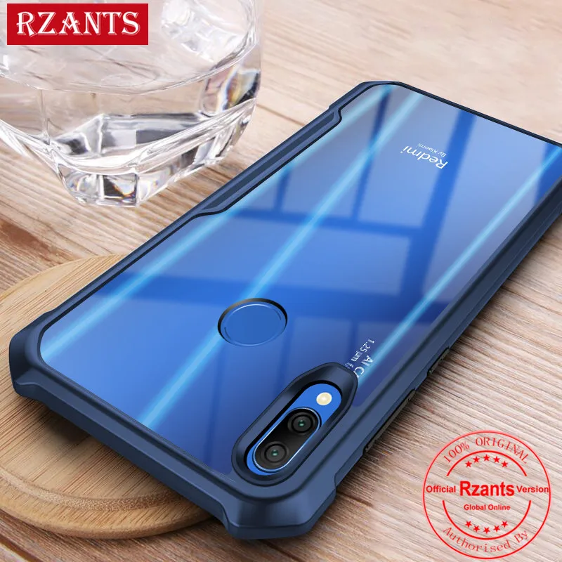 Rzants чехол для телефона, корпус для Xiaomi Redmi Note 7, прозрачная задняя панель+ четыре угла, ударопрочный Тонкий чехол для Redmi Note 7 - Цвет: Blue
