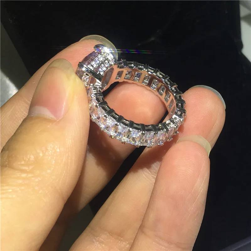 Vecalon, Винтажное кольцо принцессы из стерлингового серебра 925 пробы, 6ct, AAAAA Cz, обручальное кольцо, кольца для женщин, ювелирные изделия на палец
