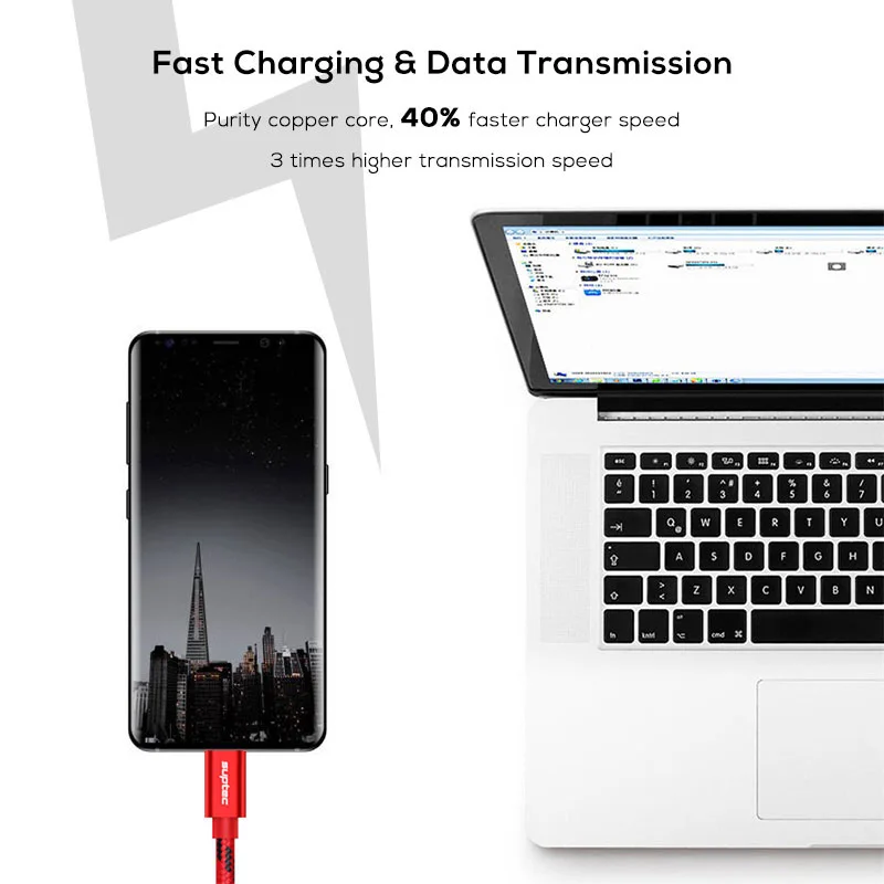 SUPTEC usb type C кабель для Xiaomi Redmi Note 7 USB быстрой зарядки samsung Galaxy S9 S8 Plus S10|Кабели