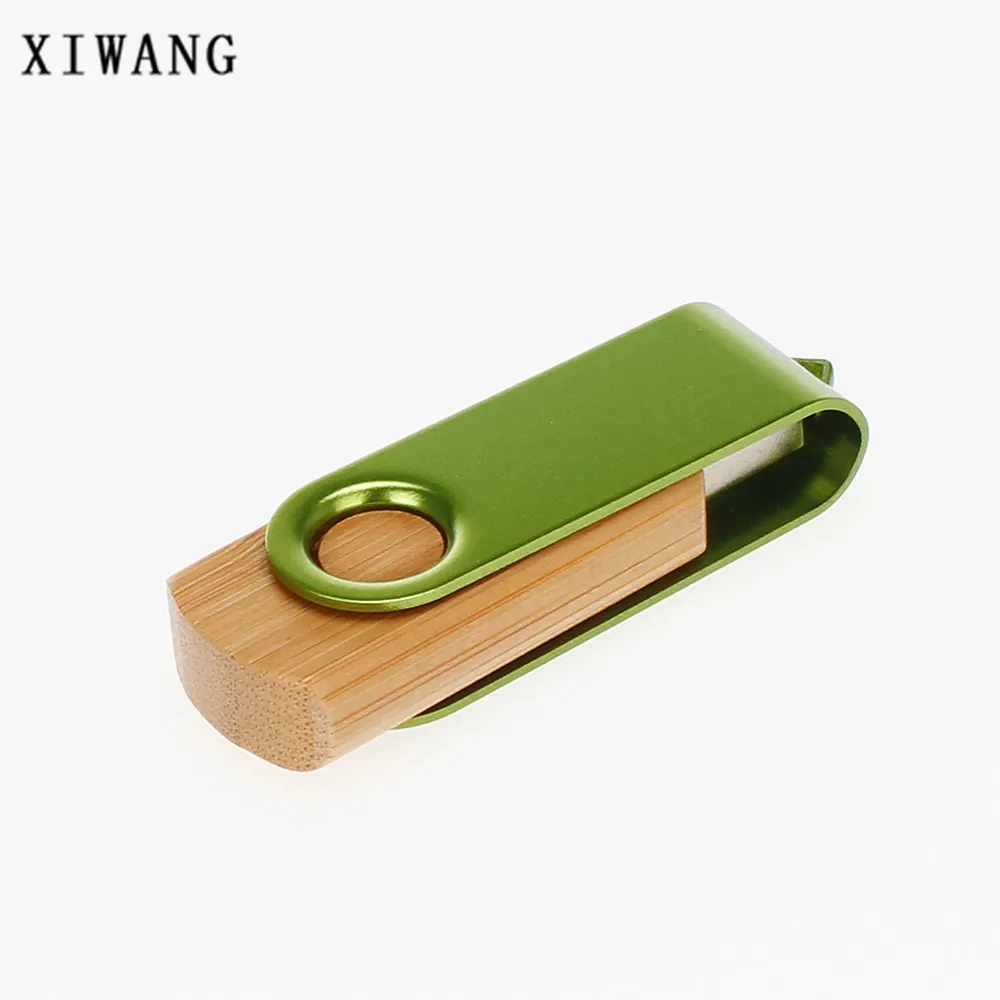green Новые вращающиеся металлические деревянные usb флешки Memory Stick 2,0 4 ГБ 8 ГБ флешки 16 ГБ флеш-накопитель 32 Гб 64 Гб 128 ГБ usb диск Бесплатный Пользовательский логотип - Цвет: green