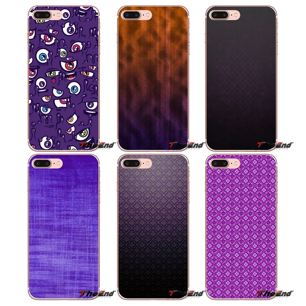 Текстура фиолетовый прозрачный ТПУ чехол для iPhone X 4 4S 5 5S 5C SE 6 6S 7 8 Plus Samsung Galaxy J1 J3 J5 J7