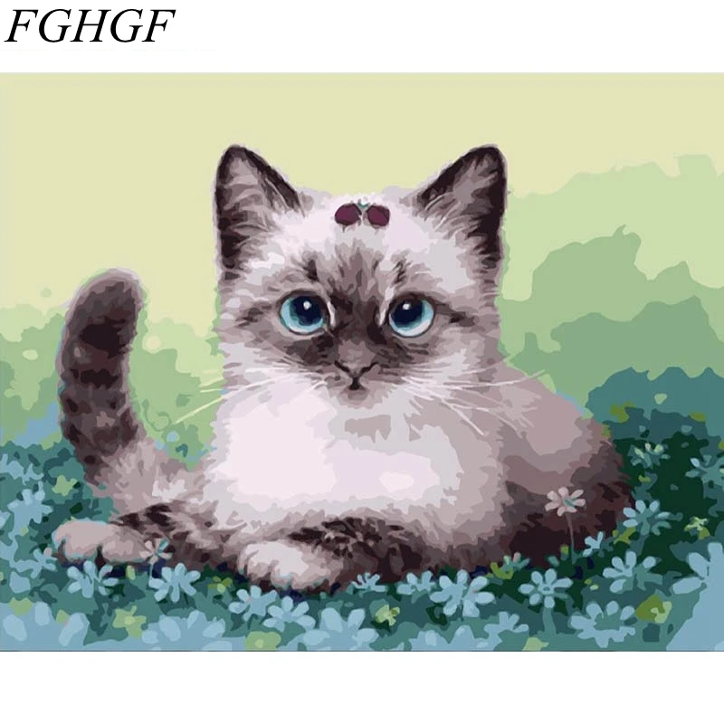 

Набор для рисования по номерам на стене FGHGF, без рамки, акриловая абстрактная Раскраска по номерам, с кошками, 40 см x 5 см