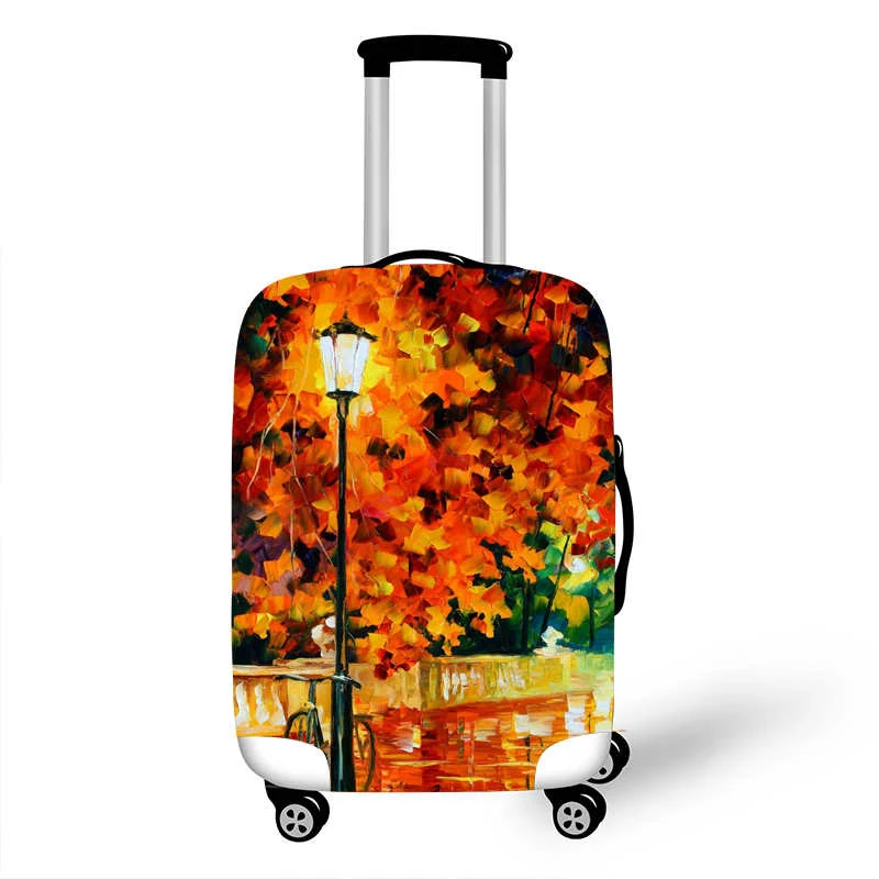 

18-32 Inch Oil Painting Street light Elastic Luggage Protective Cover Suitcase Dust Cover Travel Accessories