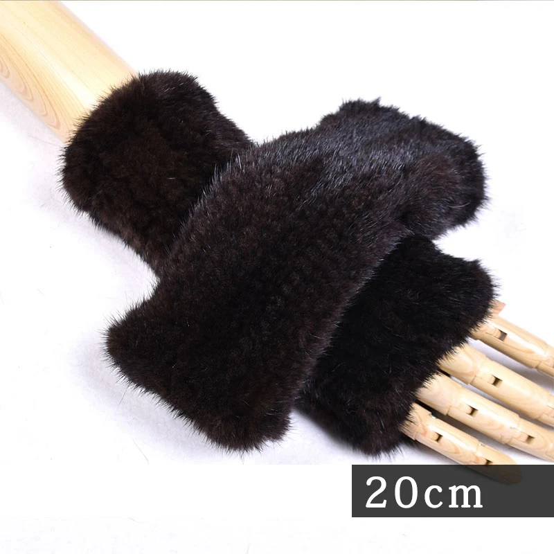 brown 20cm 005 новые модные зимние женские перчатки из натурального меха норки из натурального меха норки женские митенки женские эластичная перчатка - Цвет: brown 20cm