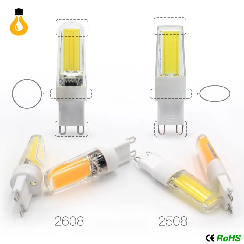 Мини G9 Светодиодная лампа COB 3 Вт 5 7 9 12 220 В LED с регулируемой яркостью 360 Угол луча