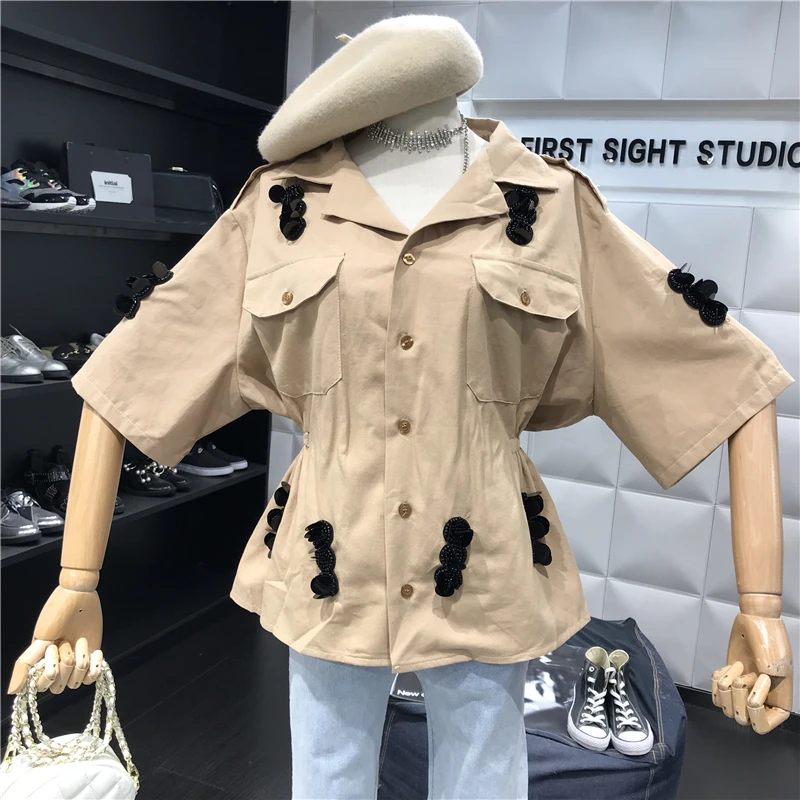 Женский комплект из двух предметов блузка с блестками и коротким рукавом +