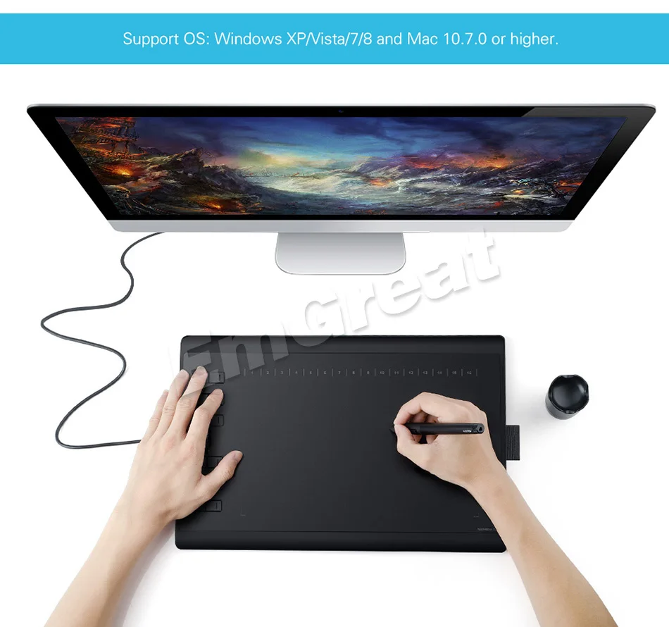 HUION Новинка 1060 плюс 8192 уровней цифровой рисунок ручка для подписи профессиональный графический планшет с 8 Гб Micro SD карта