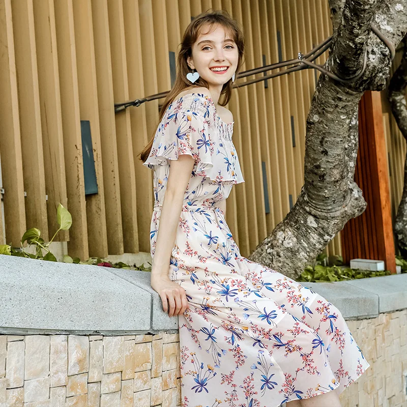 Платье TEAEGG Boho новое элегантное платье с цветочным рисунком плиссированное милое