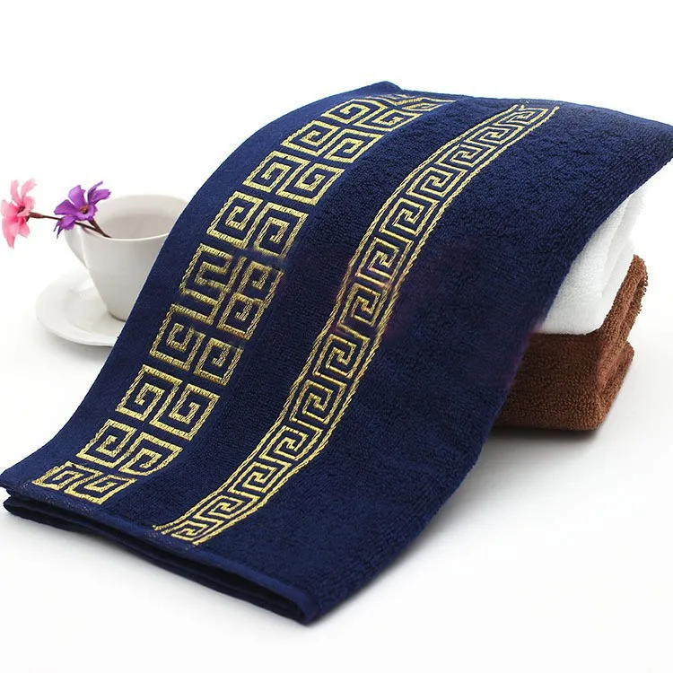 one towel 34x74cm Роскошное банное полотенце премиум класса с золотой нитью и вышивкой в виде облаков в восточном стиле, чесаный хлопок, пляжное полотенце для сауны и душа - Цвет: one towel 34x74cm
