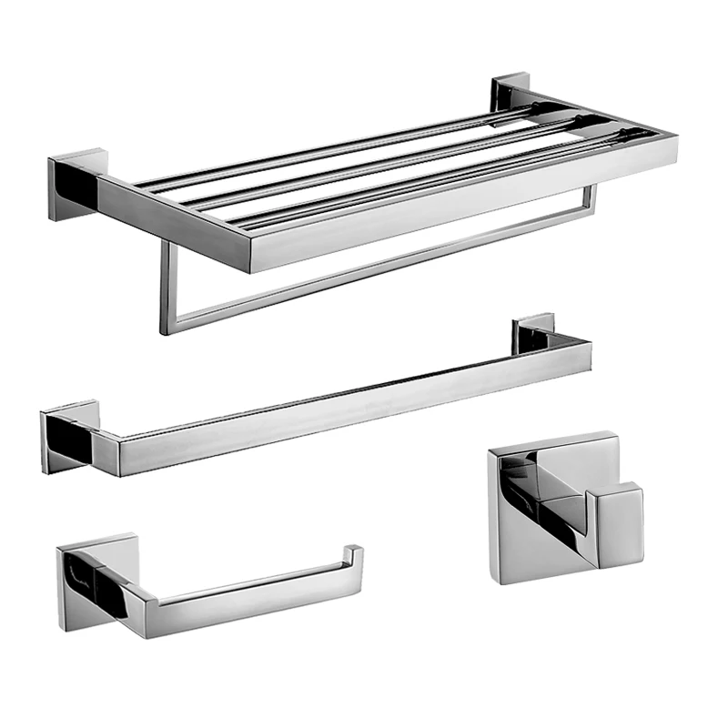 304 Stainless steel wall-mounted bathroom hardware accessories set square base toilet brush tumbler holder soap dish | Обустройство