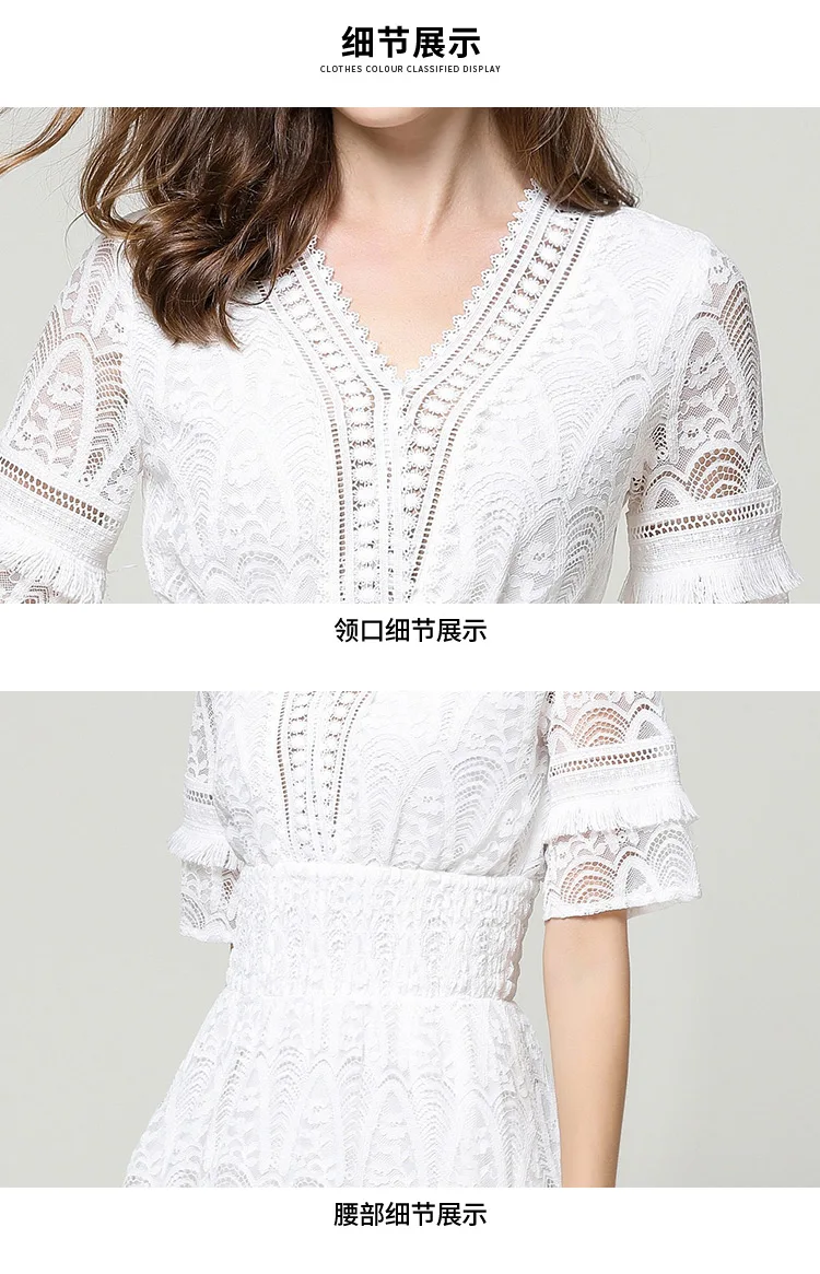 Новое летнее кружевное лоскутное платье CWBshowGG с вырезами и бахромой длинное