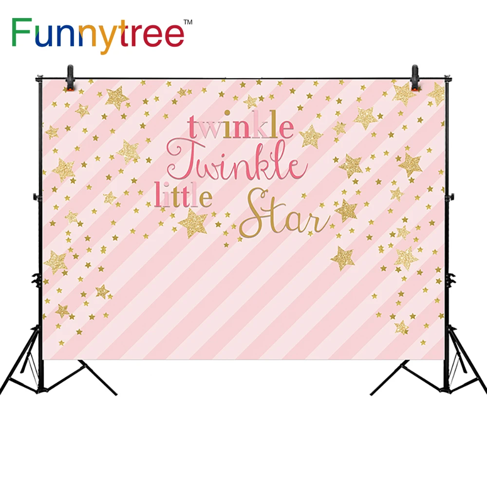 

Фотофон Funnytree для фотостудии с розовыми полосками мерцающие звезды золотой декор для девочек фон для фотосъемки